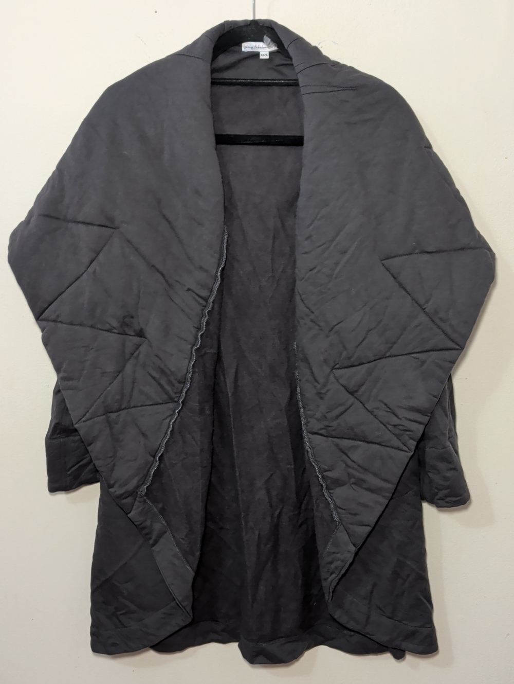 Young Fabulous and Broke Quilted Coat Black Shawl Collar Diamond Stitch Size M/L
